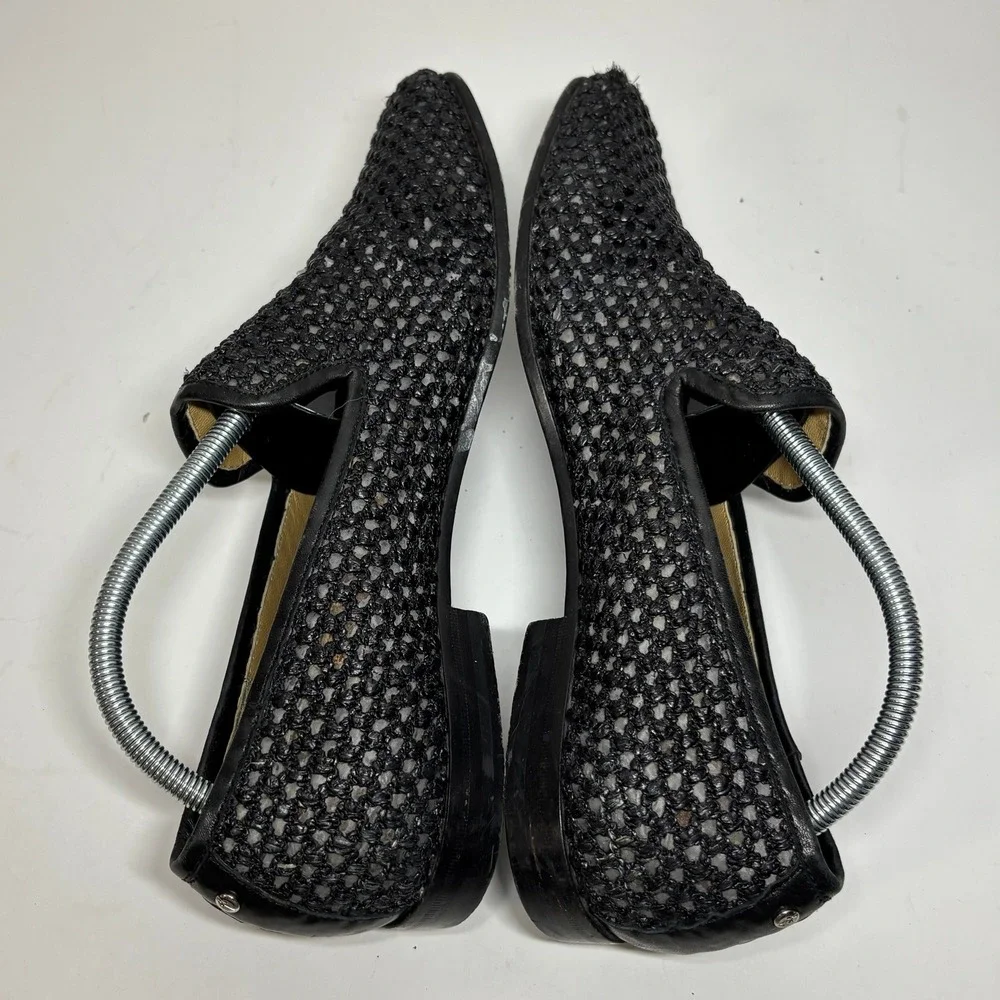 Cesare Paciotti Woven Loafers Mens 8 Black Italian Leather Slip On Shoes‎ Luxury